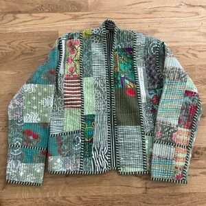 Handmade Colorful Patchwork Quilted Jacket With Pockets